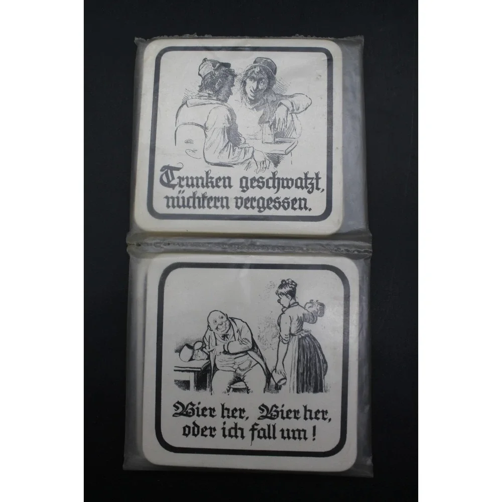 8 German Drinking Humor Coasters Illustrated Sayings Breweriana New Lot